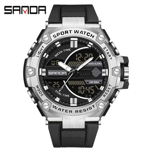 Nouvelle arrivée 2023 Sanda 3185 Design tendance Bracelet TPU <span class=keywords><strong>Montre</strong></span> numérique analogique <span class=keywords><strong>antichoc</strong></span> pour homme Reloj <span class=keywords><strong>Montre</strong></span> <span class=keywords><strong>de</strong></span> sport chronographe étanche - Product Image 1