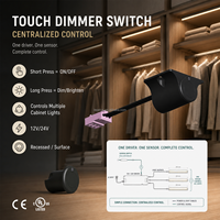 Interruptor Táctil LED con Cable, Regulador de Intensidad, 12V 24V, Control Centralizado, Sensor Táctil para Iluminación de Gabinetes, Armarios y Muebles FREE-78D-0