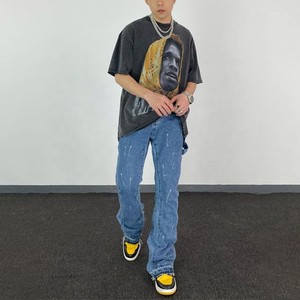 جينز رجالي مخصص بخصر مرتفع وغسيل فاتح، قابل للتنفس وصديق للبيئة، تصميم واسع الساق، مناسب للخريف/الربيع، نسيج عادي - Product Image 5