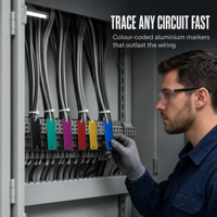 Etiquettes de marquage de câbles en aluminium anodisé SiwinnTag |   Étiquettes d'identification de circuit en aluminium modèle T601 5052 |   Électrique à code couleur