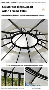 <span class=keywords><strong>Tente</strong></span> de jardin de luxe de style palais, avec auvent rond en tissu, draperies épaisses, résistante au vent, avec 8 poteaux en acier, directement de l'usine - Product Image 3