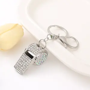 Factory direct key chain exquisite diamond whistle creative metal whistle key chain car key chain pendant luggage pendant