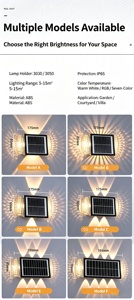 ไฟติดผนังโซลาร์เซลล์แบบไดโอดสำหรับภายนอกอาคาร IP65 ส่องขึ้นลงได้ 4+4 LED กำลังไฟ 8 วัตต์ พร้อมไฟติดผนังโซลาร์เซลล์เพื่อความปลอดภัยภายนอกอาคาร - Product Image 5