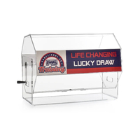 Spin and win sur mesure grande boîte de billets de tambour de tombola en acrylique conteneur lucite spinner loterie de tombola