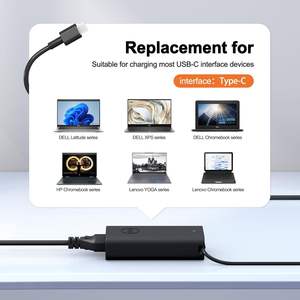 USB C 65W adaptor pengisi daya Laptop catu daya untuk Dell XPS 13 9350 9360 lintang 5420 XPS 12 9250 LA65NM170 2YKOF P28T 2 tahun - Product Image 6