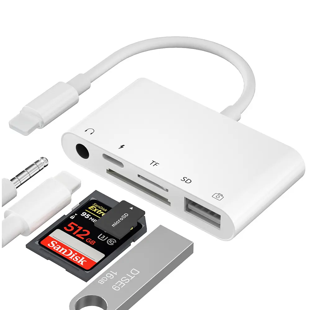 Dual Slot USB Camera Adapter Memory SD TF Card Reader Connector For iPhone iPad