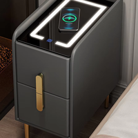 Mini table de chevet moderne intelligente Chargement sans fil Table de chevet multifonctionnelle de luxe Petit rangement étroit pour éclairage latéral de chambre à coucher