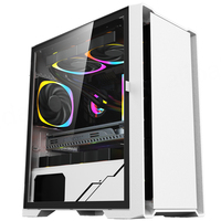 Nueva llegada: Caja de PC para juegos MicroATX de media torre metálica con panel lateral de vidrio templado, USB 3.0, compatible con tarjetas gráficas de 330 mm, en negro y blanco.