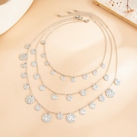 Ensemble de colliers superposables vintage à breloques disques martelés multicouches pour femme, style bohème, collier statement pour soirée, accessoires bijoux