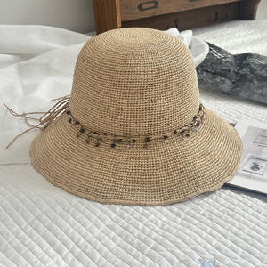 Haute qualité disquette paille <span class=keywords><strong>Panama</strong></span> chapeau fait à la main raphia pêcheur chapeau <span class=keywords><strong>de</strong></span> soleil pour la Protection solaire quotidienne <span class=keywords><strong>d</strong></span>écontracté Style ethnique pour la plage - Product Image 6