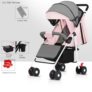 Cochecito <span class=keywords><strong>de</strong></span> bebé <span class=keywords><strong>de</strong></span> lino <span class=keywords><strong>de</strong></span> cuatro ruedas <span class=keywords><strong>para</strong></span> niños, carrito plegable ligero con función <span class=keywords><strong>de</strong></span> sentarse y acostarse, coche con un clic - Product Image 2
