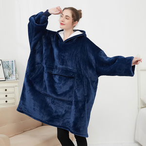 Hoodie-couverture Sherpa personnalisé en usine, chaud, surdimensionné, uni, avec poche géante, pour adulte, avec manches, vente en gros - Product Image 5