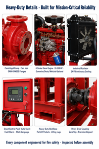 Ensemble de pompes industrielles diesel anti-incendie 30-400 m³/h centrifuges à aspiration axiale pour bâtiments commerciaux - Product Image 5