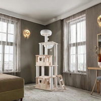 Arbre à chat pour le sol et le plafond, tour à gratter en bois, structure d'escalade pour chat d'intérieur, hauteur réglable, qualité supérieure simple