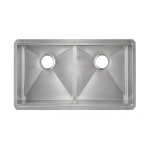 Lavello da <span class=keywords><strong>Cucina</strong></span> Professionale Sottopiano in Acciaio Inox 16 Gauge, Doppia Vasca, Finitura Spazzolata Anti-Impronta - Product Image 3