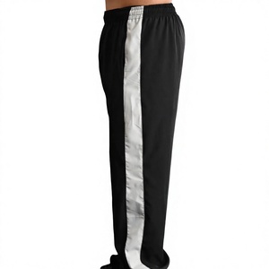 Pantalones Casuales Negros para Hombre con Rayas Laterales, Diseño Ligero de Algodón, Cintura Elástica y Corte Ajustado, Estilo Urbano - Product Image 5