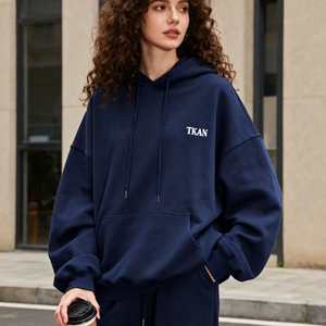 Sudadera con Capucha Extra Grande de Algodón con Felpa Lavada al Ácido de 380 Gsm para Mujer, Personalizada TKAN302, con Estampado, Bordado, Insignia y Logotipo - Product Image 3