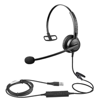 Casque téléphonique mono-auriculaire de bonne qualité avec microphone à suppression passive du bruit pour centre d'appels