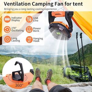 Ventilador de Camping Multifuncional 2026, Portátil de 4 Velocidades con Luz LED de 3 Niveles, Recargable para Oficina y Trabajo al Aire Libre - Product Image 6