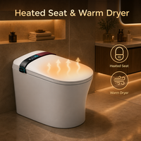 WC intelligent à poser au sol avec couvercle automatique, pression d'eau personnalisable, siège chauffant, drainage en P, double chasse d'eau incluse