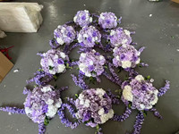 Boule de fleurs artificielles en soie modèle Simpson 006, couleur violette, pour décoration de mariage