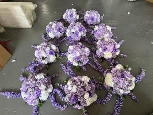 Boule de fleurs artificielles pour centre de table, boule de fleurs violettes, boules de fleurs en soie pour centre de table, décoration de mariage - Product Image 5