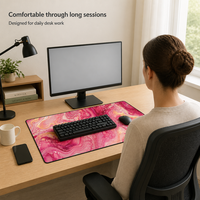 Tapis de bureau pour le bureau à domicile, tapis de souris à motif de feuilles tropicales, 400x900mm, base en caoutchouc antidérapante, bords cousus, grand tapis de clavier pour les joueurs