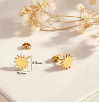 Boucles d'oreilles soleil, bijoux anti-ternissement, vente en gros, boucles d'oreilles clous plaquées or, boucles d'oreilles soleil et lune en acier inoxydable