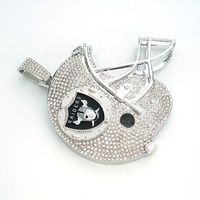 Casque de football des Raiders de Las Vegas (Europe et Amérique) en alliage de zinc, grand pendentif couronne et chaîne en bambou, cadeau unisexe