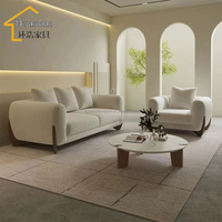 Sofá Seccional de Alta Calidad para Sala de Estar, Diseño Nórdico, Tela Bouclé, 3 2 1 Plazas, Base de Madera, Sofá Esquinero Tipo Cama para Villa