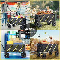 Chariot de camping pliable en métal pour l'extérieur, avec roues tout-terrain 230, surdimensionné, multifonctionnel pour pique-nique et camping