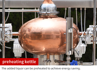 Alambic de distillation de whisky et de gin entièrement automatique à double cuve de 50 litres, en cuivre, avec pompe, moteur et écran tactile