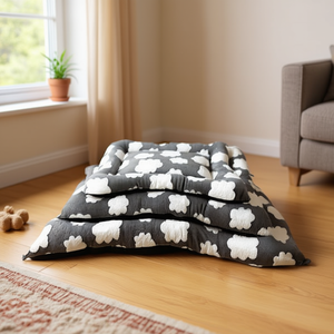 Ensemble de 3 tapis pour chien en velours de coton confortable Cloud Jacquard, gris - Product Image 3