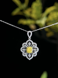 Xinfly Wholesale Price 18k White Gold Natural Yellow and White Diamond Necklace - Product Image 1
