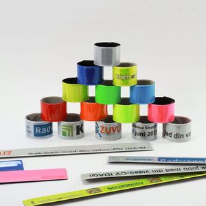 Promotional Custom Logo Printed High Visible Reflective Strap Wristband Reflecting Safety <b>Pvc</b> <b>Strips</b> Slap Wrap Bracelet Band - Product Image 2