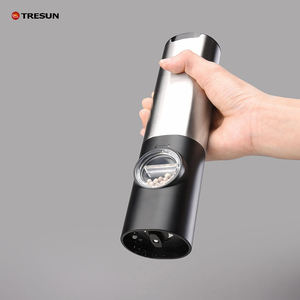 Ensemble de moulins à épices électriques rechargeables de type C en acier inoxydable 304 avec meule en céramique, fonction gravité, lumière LED, pour sel et poivre - Product Image 5