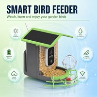Mangeoire à oiseaux solaire intelligente avec caméra et objectif, 1,8 L, reconnaissance d'oiseaux par IA, IP65, 4MP, WiFi, matériau ABS