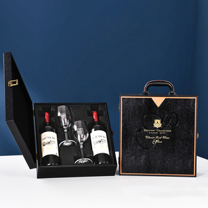 Boîte-cadeau en <span class=keywords><strong>bois</strong></span> de luxe personnalisée avec logo, fabrication artisanale, ensemble de boîtes-cadeaux pour <span class=keywords><strong>bouteille</strong></span> de vin et verre à vin - Product Image 3