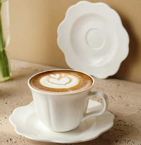 French Style Modern Minimalist Elegant Petal Porcelain Eco-Friendly Dishwasher Safe Mug Cappuccino Latte Coffee <b>Cup</b> <b>Saucer</b> - Product Image 4