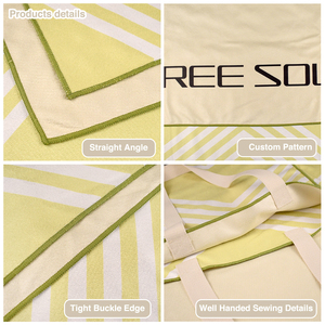 Logo personnalisé imprimé 80x160cm Serviette de plage super absorbante pliable en microfibre antidérapante avec sac fourre-tout Serviette 2-en-1 sans sable - Product Image 3
