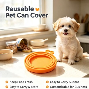 Silica Gel Pet Can Cover Reusable Non Toxic Food Freshness Seal Cup Lid Orange All Seasons Vietnam - Product Image 2