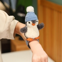 Personnalisé Mignon Mini Pingouin Slap Anneau Doux Drôle de Bande Dessinée Animal En Peluche Jouet Couette Fonction PP Coton Rempli Ceinture Bracelet