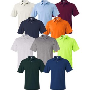 Polo de sport à manches courtes pour homme personnalisé avec poche, respirant, en mélange de polyester et de coton tricoté, lot de 3, 6 ou 10 - Product Image 1