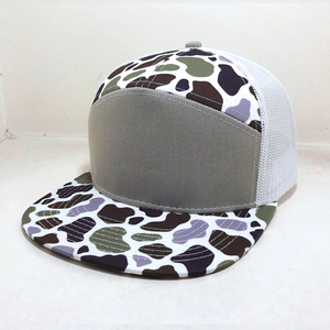 Casquette snapback personnalisée 168 avec logo brodé Casquettes de baseball camouflage vert à 7 panneaux Conception de camouflage promotionnelle pour hommes - Product Image 1