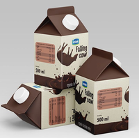 Dossiers de papier d'emballage de boîte de lait de jus de fruit de logo d'impression de carton de pignon 200ml 250ml 500ml 1000ml