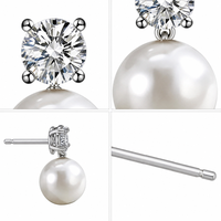 Anting-anting Mutiara dan Zirkon Perak Sterling 925 Model Gantung Emas Putih Emas Rose Hadiah Fashion Wanita