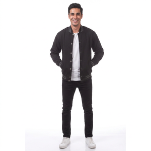 Veste bomber en velours côtelé pour homme, légère, zippée, décontractée, vintage, veste universitaire d'automne avec poches - Product Image 1
