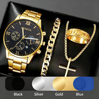 Montre à quartz pour homme en acier inoxydable avec bracelet, calendrier, coffret cadeau de luxe, accessoires de mode, cadeaux d'affaires