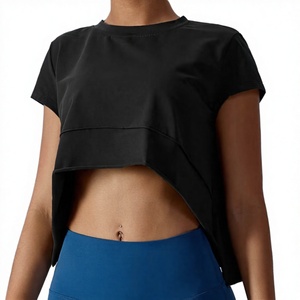 เสื้อยืดโยคะผู้หญิง GC แบบกลับด้านได้ ไร้ตะเข็บ เสื้อครอปออกกำลังกาย เสื้อยืดออกกำลังกายแขนสั้น สำหรับฟิตเนส ยิม เทรนนิ่ง กีฬา เป็นมิตรกับสิ่งแวดล้อม มีไซส์พลัส - Product Image 3