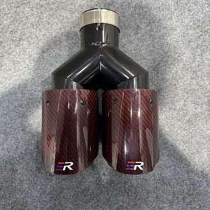 Alta calidad Universal Dual Real fibra de carbono quemado Azul acero inoxidable espejo pulido 1,5mm Punta de <span class=keywords><strong>escape</strong></span> accesorios de coche tubo - Product Image 1